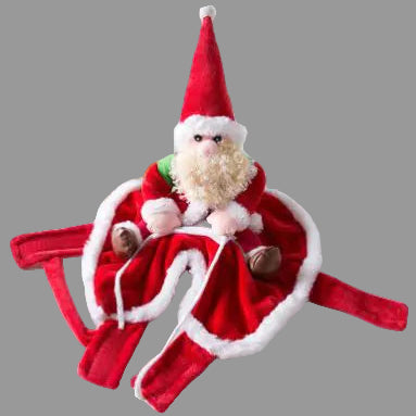 Santa Rider Deluxe Pet Costume – Funny Christmas Dog Outfit with Plush Santa on Saddle